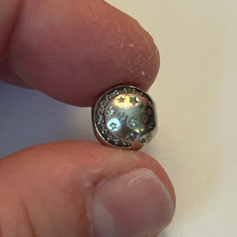 2 Pandora celestial crescent moon spacers or beads